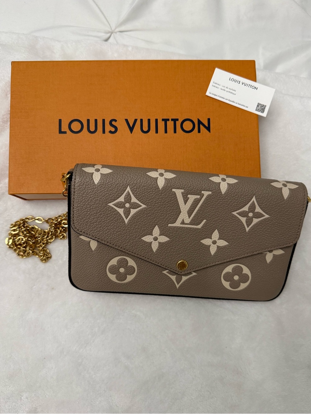 Louis Vuitton Taupe & Cream Monogram Crossbody Wallet